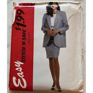 MISSES JACKET BLOUSE & SKIRT VTG McCALL'S 6360 Easy Pattern UNCUT Sz 16-18-20-22